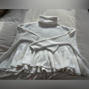 FREE PEOPLE Layer Cake White Turtleneck Sweater